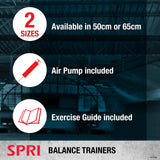 SPRI Balance Trainer Sport - Dome Shape Half-Exercise Ball with Non-Skid Base - For Balance Training, Strength Building, Toning, and Improved Flexibility - 50cm Diameter SPRI