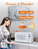 COMMERCIAL CHEF 1.4 Cubic Foot Microwave with 10 Power Levels, Small Microwave with Push Button, 1100 Watt Microwave with Digital Control Panels, Countertop Microwave with Timer, White