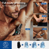 TRIMX Beard Trimmer for Men, Magnetic Snap-on Replacement Heads & Charging Dock, IPX7 Waterproof Cordless Hair Clippers, Mens Grooming Kits for Mustache/Body/Face/Ear/Nose, Gray