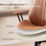 HOOOWOOO Faux Suede Leather Home Office Desk Chair,MCM Modern Ergonomic Task Work Chair,Computer Gaming Chair with Cushion Seat Lumbar Support Reclining High Back for Long Hours(Brown)
