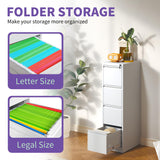 Gecheer 4 Drawer Vertical File Cabinet with Lock, Steel Office Filing Cabinet for A4 Legal Letter Size, Anti-Tilt Design, Full Extension Drawers, Home Office Storage, Easy Assembly