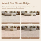Nakagishi Neutral 12x15 Area Rugs for Living Room Washable, Beige