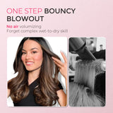 TYMO Thermal Brush Curling Brush - STYLUX 1.5 Inch Blowout Volumizer with Flexi-Fit for Hair Straightening, Heated Round Styler Tool, Hair Straightener and Curler 2 in 1, Dual Voltage, Gold