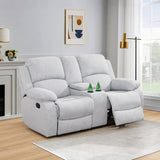 MOOLSUN Living Room Furniture Set Corduroy Recliner Compartments and Cup Holders Reclining for Home Theater/Office（A-Grey White Microfiber,Loveseat）