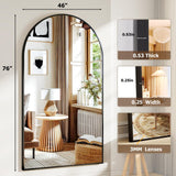 Easly 46"x76" Extra Large Arched Full Length Mirror - Leaning Mirror Arch Wall-Mounted Mirrors - Aluminum Alloy Frame Modern Simple Home Decor - for Living Room Bedroom Cloakroom
