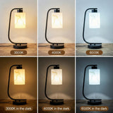 Mieloxiy Modern Industrial Table Lamp, Marble Pattern Glass Shade Desk Lamp with C-Shaped Black Metal Base, Bedside Nightstand Lamp for Bedroom, Living Room, Office, E26 Base
