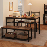 Garvee Dining Table Set for 4 with Bench and Chairs, 4-Piece Kitchen Table Set with Storage