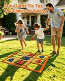 Outdoor Game Set, Giant Tic Tac Toe Games 4.5FT x 4.5FT Double-Sided, 26" Dart Board with Sticky Balls, Soft Plastic Cones Ring Toss for Kids Adults Family Outside Carnival Lawn Yard Party Games