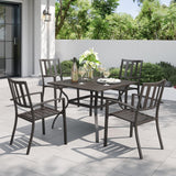 PHI VILLA 5pcs Outdoor Table and Chairs,37" Square Table,Metal Chairs