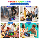 RRNUY Portable Bluetooth Speaker 300W Peak Big Powerful Loud Sound Deep Bass Large Wireless Boombox with Subwoofer DSP Led Light for Home Party Outdoor Gatherings Camping Backyard