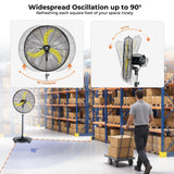 FUGOO High-Velocity Quiet Pedestal Fan with Remote, 30"-9800 CFM, Brushless DC Motor, Oscillating, 50% Energy Savings for Patios, Garage, Workshop