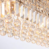 7PM Rectangle K9 Crystal Chandelier Modern Rectangular Pendant Light Fixture for Dining Room Kitchen Island Chrome L47 x W10 x H10
