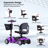 Mobility Scooters for Senior Adults, 15 Mile Electric Mobility Scooter with Detachable Battery, 4 Wheels Foldable Mobility Scooter with LED Headlights and USB Charging Port, 300 lbs Capacity (Purple)