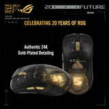 ASUS ROG 20th Edition Harpe II Extreme – Wireless Esports Gaming Mouse – 82g Lightweight, Tri-Mode Connectivity, 65K DPI, 8K Hz Polling, 24K Gold-Plated, Web Config – Gold/Black