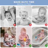 Wddbb Baby Bath seat for Babies 6 Months & up, 360° Stable Toddler Bath Chair with one-Touch Button, Back Hollow Design, Water Temperature Card & 4 Suction Cups for Safety (Gray)