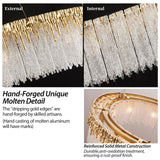 kvtinmty Round Crystal Chandelier, D40 Modern Gold Crystal Chandeliers for Dining Room, 14-Light Height Adjustable Chandelier for Living Room, High Ceiling Staircase, Foyer