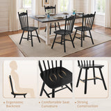 LUE BONA Black Dining Chairs Set of 6, Windsor Wooden Dining Chair with Thickened Backrest, Morden and Mid Century Kitchen Chairs for Dining Room Farmhouse, Weight Capacity 350 lbs