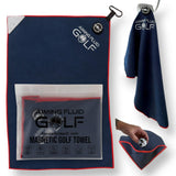 Multi-Function Magnetic Golf Towel - Exclusive Wash Pocket- Scrub Pad Cleaner - Magnet for Golf Cart or Clubs (16" x 24" Blue)