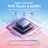 NIMO 17.3" Laptop for Business & Productivity, AMD Ryzen 5 6600H (Up to 4.5GHz), 32GB DDR5 RAM, 1TB SSD, Radeon 660M GPU-Computer 100W Type-C Fast Charge for Multitasking, Fingerprint, Backlit KB