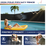 Windscreen4less Outdoor Privacy Fence Screen, 6'x12' Freestanding Privacy Fencing Set with Iron Poles and Ground Spikes