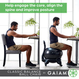 Gaiam 610-6002RTL Balance Ball Chair - Classic Yoga Ball Chair with 52cm Stability Ball, Pump & Exercise Guide for Home or Office, Black Gaiam