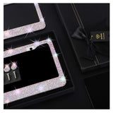Shering Bling License Plate Frame, 2 Pack Frame with Premium Gift Box for Women,Rhinestone Frames 1200pcs Rhinestones（Colorful Rhinestones）