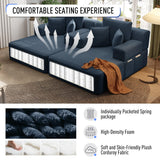 RENDGO 97 Inch Double Chaise Lounge Chair Indoor, Blue