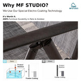MFSTUDIO 5 Piece Patio Dining Set, Square Table & Grey Folding Chairs