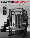 Mikolo Smith Machine with Weight Stack, Power Cage Home Gym System with LAT Pulldown & Cable Crossover, Multi-Functional Trainer with Dual Pulley System, BP 230lbs