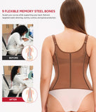 Nebility Waist Trainer for Women Corset Shapewear Tummy Control Body Shaper Top Waist Cincher Girdle with Adjustable Straps(Brown,Large)
