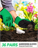 Honeydak 36 Pairs Gardening Gloves for Men Women Breathable Rubber Coated Garden Gloves(Black, Green)