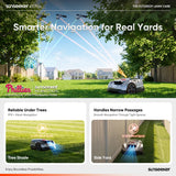 Sunseeker X3 Plus Robot Lawn Mower, Wire-Free Robotic Mower for 0.3 Acre, RTK + Vision AI Navigation, Vision AI Obstacle Avoidance, Ride-on-Edge Cutting, App Control.Multi-Zone Management