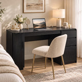ZenXity Farmhouse 55" Computer Desk with Charging Station, Wooden Home Office Executive Desk with 3 Drawers and Fluted Storage, Study Table Workstation