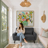 Jarenie 48" Small Loveseat Sofa, Mid Century Modern Love Seat with Back Cushions and Plastic Legs, 2 Seater Couches for Living Room, Bedroom, Small Spaces, Dark Grey