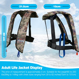 Inflatable Life-Jacket for Adults| Life-Vest with Automatic/Manual Multifunctional Inflation-PFD| Lightweight & Compact Supports up to 300lbs for Kayaking Fishing Boating (Camouflage)