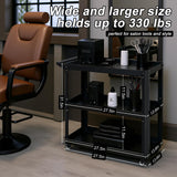 XCX 3 Tier Metal Utility Rolling Cart with Wheels, Black