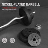 Yaheetech Barbell Weight Set - Olympic Curl Bar & 6 Olympic Weights & 2 Olympic Barbell Clamps for Lifts 44LB Yaheetech