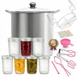 Canning Pot Water Bath Canner with Rack and Lid, 21.5QT Stainless Steel Stock Pot, Canning Supplies Starter Kit with Mason Jars, Tongs, Full Canning Accessories & Canning Tools Set for Beginners
