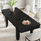 GarveeHome 63 in-86.6 in Extendable Dining Room Table for 6-10, Farmhouse Kitchen Tables w/Wooden Sturdy Frame, Large Rectangular Dinner Table for Dining Room, Kitchen