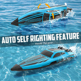 volantexrc Brushless RC Boats for Adults, 30+MPH Fast Remote Control Boat with 2 Rechargeable Batteries for Lakes, 30+ Mins Full Proportional Boats High Speed RC Boat for Adults (79705 Blue)