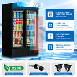 Ferueo Commercial Beverage Refrigerator, 40 Cu.ft.Display Fridge Glass Door Upright Display Door with Adjustable