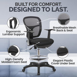Drafting Chair Tall Office Chair with Arms Executive Ergonomic Standing Desk Chair with Anti Scratch Wheels