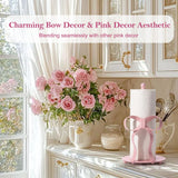 Shinlar Pink Bow Paper Towel Holder Coutertop - Bow Accent Paper Towel Holder, Pink Kitchen Decor and Accessories, Coquette Room Decor Girly Gifts for Women, 3D Handmade Pattern, Weighted Base
