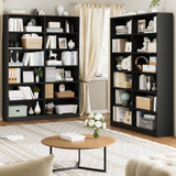 Bookshelf and Bookcase, 6-Tier Double Wide Bookshelves, Freestanding Display Storage Shelves,