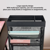 gianotter Book Rack Storage Bookshelf, 5 Tier Book Carts with Wheels, Rolling Cart Organizer for Study Office Kitchen Classroom