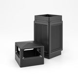 Safco Canmeleon Outdoor-Indoor Recessed Panel Trash Can with Ash Urn 9478BL, Black, Decorative Fluted Panels, 15 Gallon Capacity