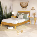 Bme Nipe 14 Inch Bohemian Bed Frame with Adjustable Woven Headboard - Rustic & Vintage Unique Style with Acacia Wood - No Box Spring Needed - Easy Assembly - Full, Natural