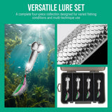 UAIAGM Gag Fishing Lures Set Metal Luminous Sequin Spoons Funny Top Water Bass Fishing Lures Fishermen Gear Spinner Baits Freshwater Saltwater Equipment Fishing Hook for Fishing Lover Men(Silvery)