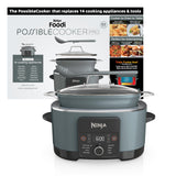 Ninja® 14-in-1 PossibleCooker™ PRO | 8.5qt, Sous Vide, Proof, Bake, & Steam Multicooker | Slow Cooker, Dutch Oven | Glass Lid & Integrated Spoon | Nonstick, Oven Safe Pot 500°F | Sea Salt Gray |MC1001