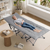 VINGLI Folding Camping Cot Bed,Camping Cots for Adults with Mattress, Foldable Cots for Sleeping with Pillow 1200D Layer Oxford for for Guest,Travel,Hiking Grey